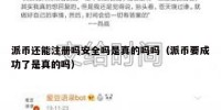 派币还能注册吗安全吗是真的吗吗（派币要成功了是真的吗）