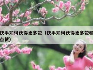 快手如何获得更多赞（快手如何获得更多赞和点赞）