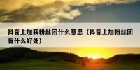 抖音上加我粉丝团什么意思（抖音上加粉丝团有什么好处）