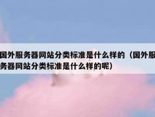 国外服务器网站分类标准是什么样的（国外服务器网站分类标准是什么样的呢）