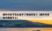 国外抖音号怎么加不了微信好友了（国外抖音在中国连不上）