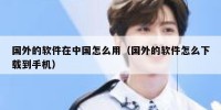 国外的软件在中国怎么用（国外的软件怎么下载到手机）