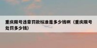 重庆限号违章罚款标准是多少钱啊（重庆限号处罚多少钱）