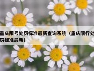重庆限号处罚标准最新查询系统（重庆限行处罚标准最新）