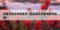 抖音怎么让粉丝变多（怎么样让抖音粉丝多起来）