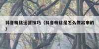 抖音粉丝运营技巧（抖音粉丝是怎么做出来的）