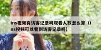ins视频有访客记录吗观看人数怎么算（ins视频可以看到访客记录吗）