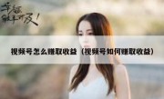 视频号怎么赚取收益（视频号如何赚取收益）