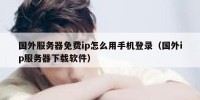 国外服务器免费ip怎么用手机登录（国外ip服务器下载软件）