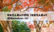 电脑怎么看wifi密码（电脑怎么看wifi密码windows 10）