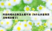 抖音的观众总数怎么看不到（为什么抖音突然没有观众看了）