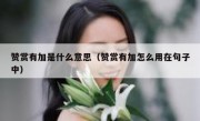 赞赏有加是什么意思（赞赏有加怎么用在句子中）
