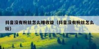 抖音没有粉丝怎么赚收益（抖音没有粉丝怎么玩）