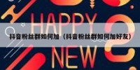 抖音粉丝群如何加（抖音粉丝群如何加好友）