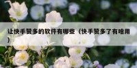 让快手赞多的软件有哪些（快手赞多了有啥用）