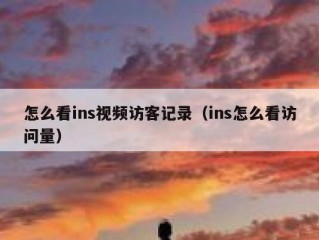 怎么看ins视频访客记录（ins怎么看访问量）