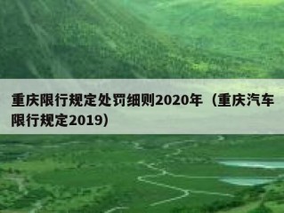 重庆限行规定处罚细则2020年（重庆汽车限行规定2019）