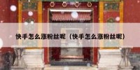 快手怎么涨粉丝呢（快手怎么涨粉丝呢）