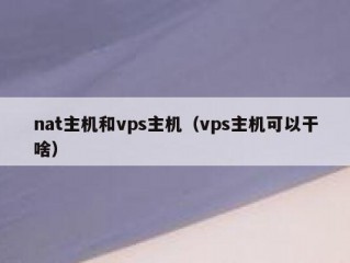 nat主机和vps主机（vps主机可以干啥）