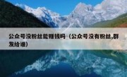 公众号没粉丝能赚钱吗（公众号没有粉丝,群发给谁）
