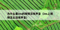 为什么看ins的视频没有声音（ins上视频怎么没有声音）