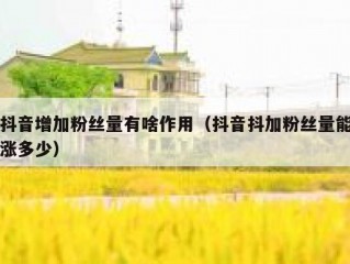 抖音增加粉丝量有啥作用（抖音抖加粉丝量能涨多少）