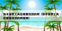 快手涨赞工具在哪里找到的啊（快手涨赞工具在哪里找到的啊视频）