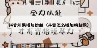 抖音如果增加粉丝（抖音怎么增加粉丝数）