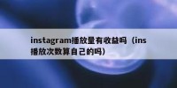 instagram播放量有收益吗（ins播放次数算自己的吗）
