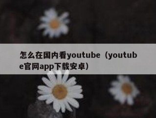 怎么在国内看youtube（youtube官网app下载安卓）