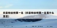 抖音粉丝榜第一名（抖音粉丝榜第一名是什么意思）