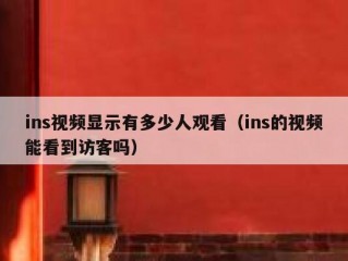 ins视频显示有多少人观看（ins的视频能看到访客吗）