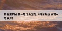 抖音里的点赞w是什么意思（抖音后面点赞w是多少）