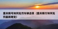 重庆限号如何处罚车辆违章（重庆限行如何处罚最新规定）