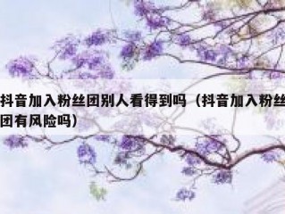 抖音加入粉丝团别人看得到吗（抖音加入粉丝团有风险吗）