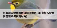 抖音加入粉丝团后该如何找到（抖音加入粉丝团后该如何找到对方）