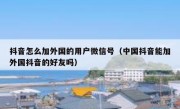 抖音怎么加外国的用户微信号（中国抖音能加外国抖音的好友吗）