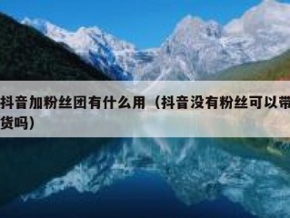 抖音加粉丝团有什么用（抖音没有粉丝可以带货吗）