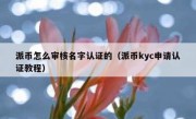 派币怎么审核名字认证的（派币kyc申请认证教程）