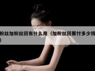粉丝加粉丝团有什么用（加粉丝团要付多少钱）