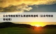 公众号粉丝有什么用途和用途吗（公众号粉丝有啥用）