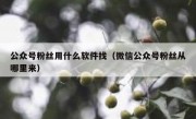 公众号粉丝用什么软件找（微信公众号粉丝从哪里来）