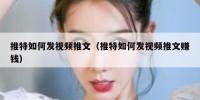 推特如何发视频推文（推特如何发视频推文赚钱）