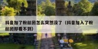 抖音加了粉丝团怎么突然没了（抖音加入了粉丝团却看不到）