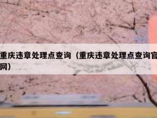 重庆违章处理点查询（重庆违章处理点查询官网）