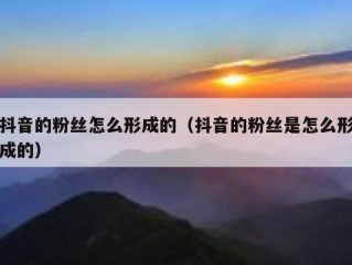 抖音的粉丝怎么形成的（抖音的粉丝是怎么形成的）