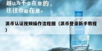 派币认证视频操作流程图（派币登录新手教程）