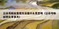 公众号粉丝变现方法是什么意思呀（公众号粉丝转化率多大）