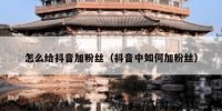 怎么给抖音加粉丝（抖音中如何加粉丝）