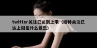 twitter关注已达到上限（推特关注已达上限是什么意思）